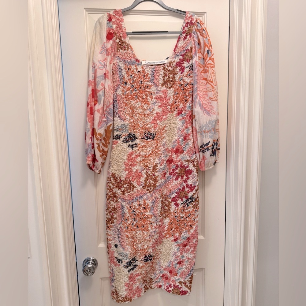 Alix of Bohemia Hadley Kantha Floral Smocked Dress Small NWOT